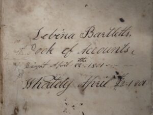 Title page of account book kept by Zebina Bartlett, 1801-