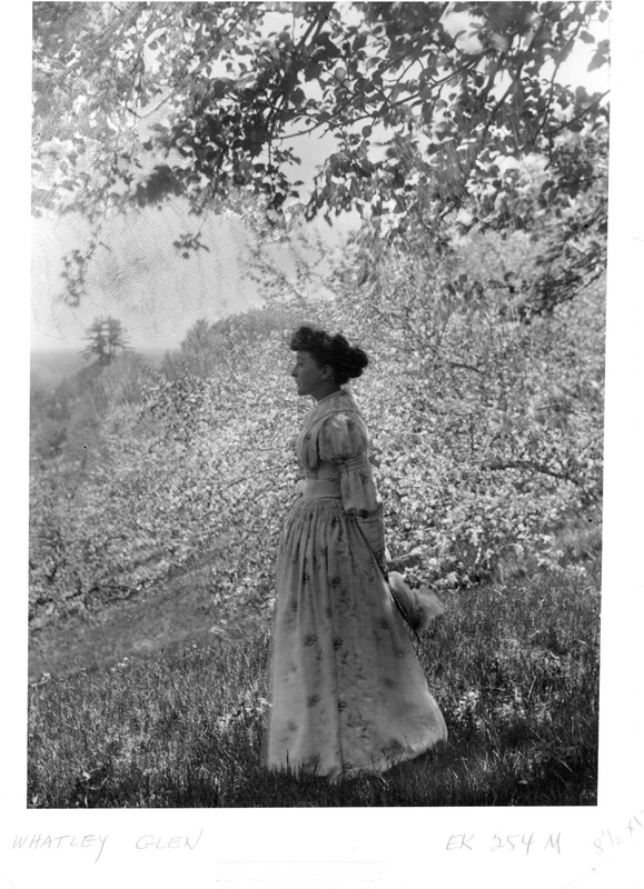 Laura Sanderson in Whately Glen, 1890s. Photo by Elbridge Kingsley. Courtesy of Forbes Library.